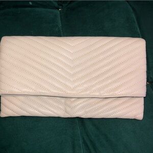 Urban Expressions beige chevron clutch and chain strap